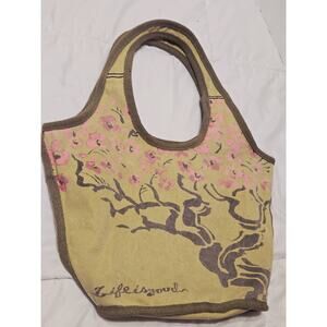 Life is Good KARMA Canvas Sage Bonsai Tree Tote Bag Hippie 100% Organic Cotton